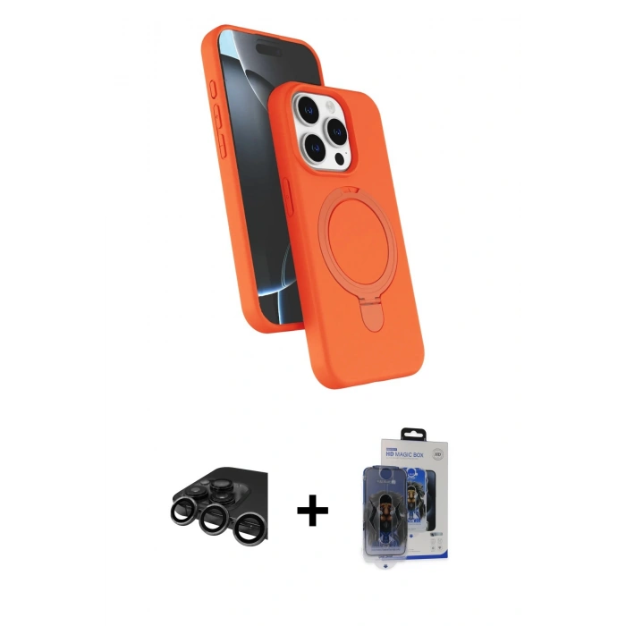 MARSİLYAN™- iPhone 15 Pro Max Kılıf İz Işık Koleksiyonu - Siyah Vanessa Magic Cam + Titanyum Gri Raze Metal Kamera Lens