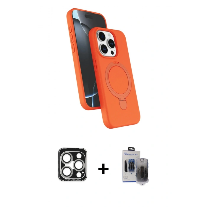 MARSİLYAN™- iPhone 15 Pro Max Kılıf İz Işık Koleksiyonu - Siyah Vanessa Magic Hayalet Cam + PVD Metal Kamera Lens - GS
