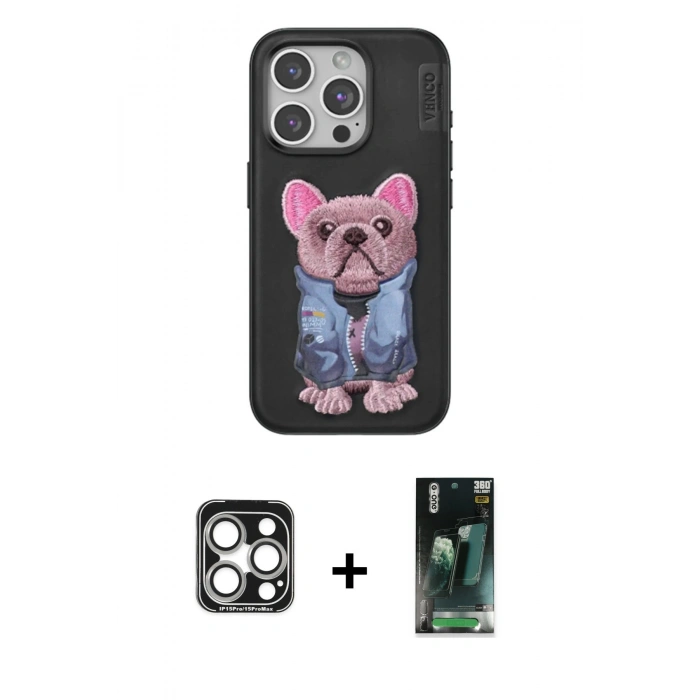 MARSİLYAN™- iPhone 15 Pro Max Kılıf İz Minimal Koleksiyonu - Şeffaf 360 Full Body Arka Koruyucu + PVD Metal Kamera Lens - GS