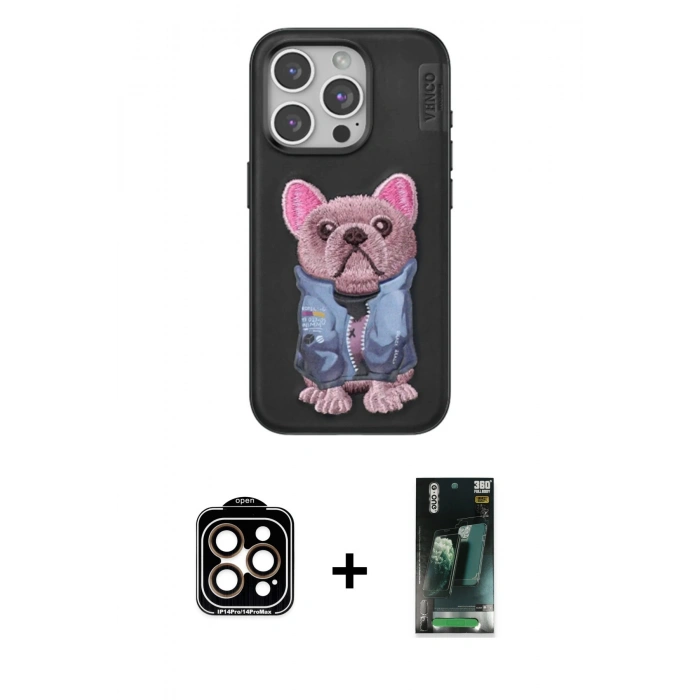 MARSİLYAN™- iPhone 15 Pro Max Kılıf İz Minimal Koleksiyonu - Şeffaf 360 Full Body Arka Koruyucu + PVD Metal Kamera Lens - TU