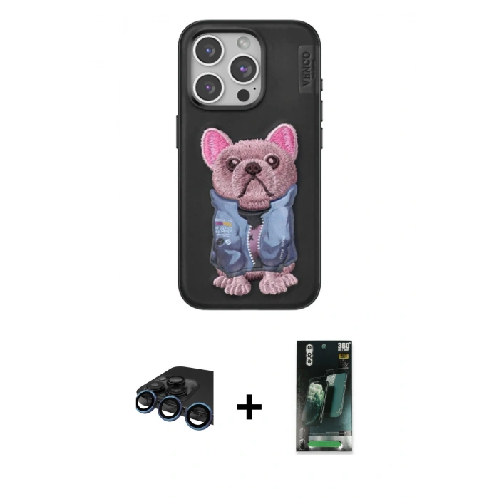 MARSİLYAN™- iPhone 15 Pro Max Kılıf İz Minimal Koleksiyonu - Şeffaf 360 Full Body Arka Koruyucu + Raze Metal Kamera Lens - LT