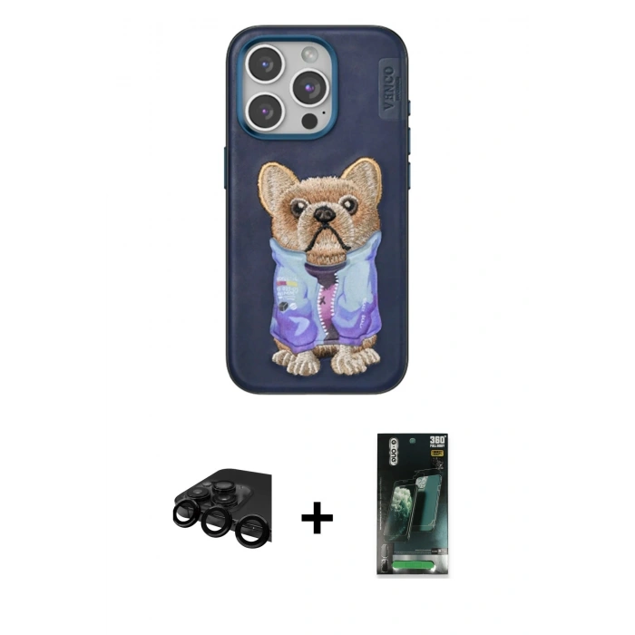 MARSİLYAN™- iPhone 15 Pro Max Kılıf İz Minimal Koleksiyonu - Şeffaf 360 Full Body Arka Koruyucu + Raze Metal Kamera Lens - SH