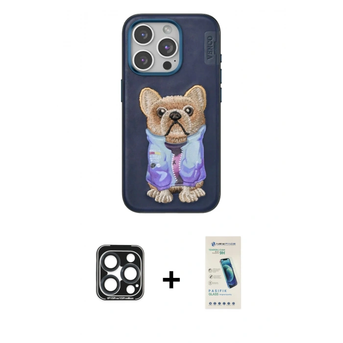 MARSİLYAN™- iPhone 15 Pro Max Kılıf İz Minimal Koleksiyonu - Şeffaf Pasifik Cam Ekran Koruyucu + PVD Metal Kamera Lens - LT