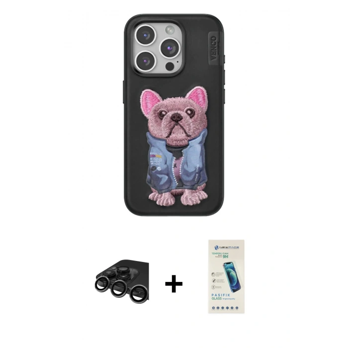 MARSİLYAN™- iPhone 15 Pro Max Kılıf İz Minimal Koleksiyonu - Şeffaf Pasifik Cam Ekran Koruyucu + Raze Metal Kamera Lens - TMGI
