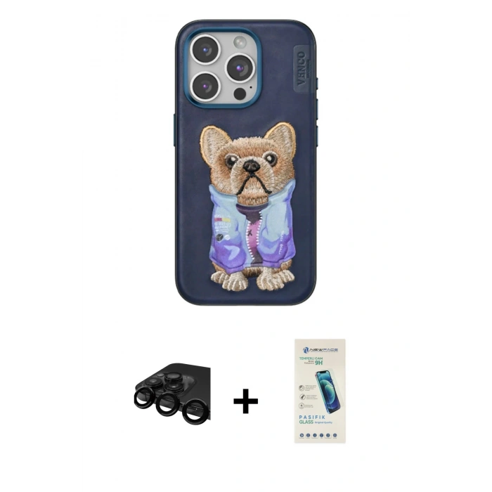 MARSİLYAN™- iPhone 15 Pro Max Kılıf İz Minimal Koleksiyonu - Şeffaf Pasifik Cam Ekran Koruyucu + Raze Metal Kamera Lens - SH