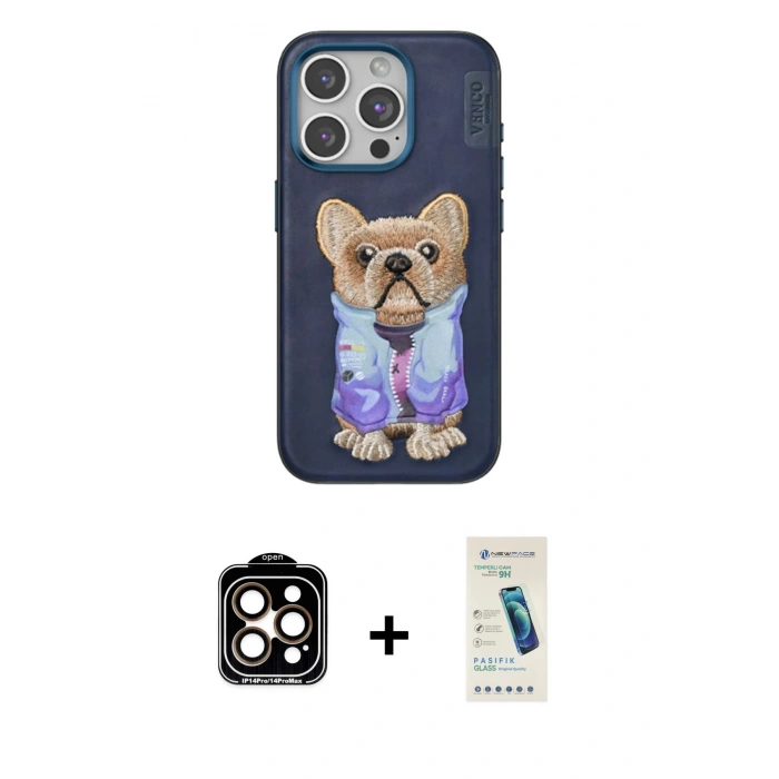MARSİLYAN™- iPhone 15 Pro Max Kılıf İz Minimal Koleksiyonu - Şeffaf Pasifik Cam Ekran Koruyucu + PVD Metal Kamera Lens - TU