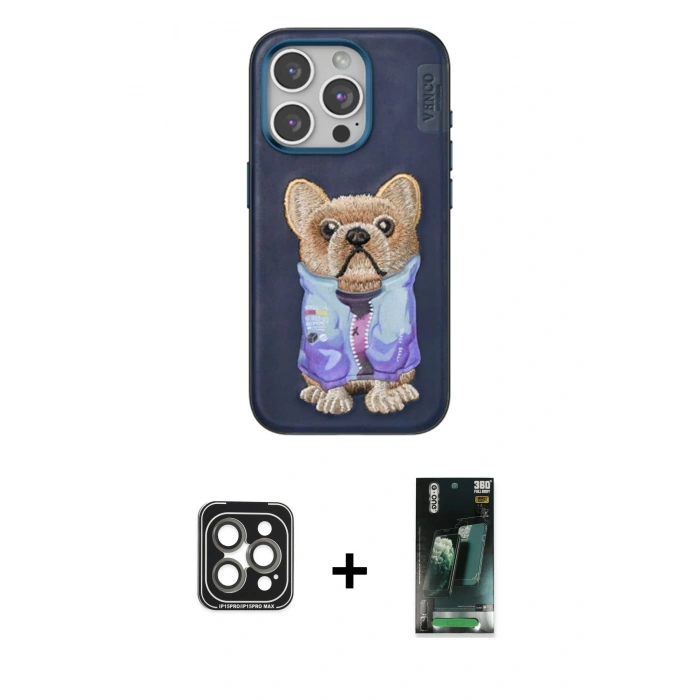 MARSİLYAN™- iPhone 15 Pro Max Kılıf İz Minimal Koleksiyonu - Siyah 360 Mat Full Body Arka Koruyucu + PVD Metal Kamera Lens - GI