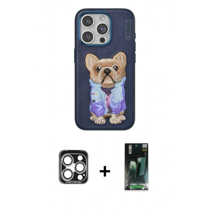 MARSİLYAN™- iPhone 15 Pro Max Kılıf İz Minimal Koleksiyonu - Siyah 360 Mat Full Body Arka Koruyucu + PVD Metal Kamera Lens - GS