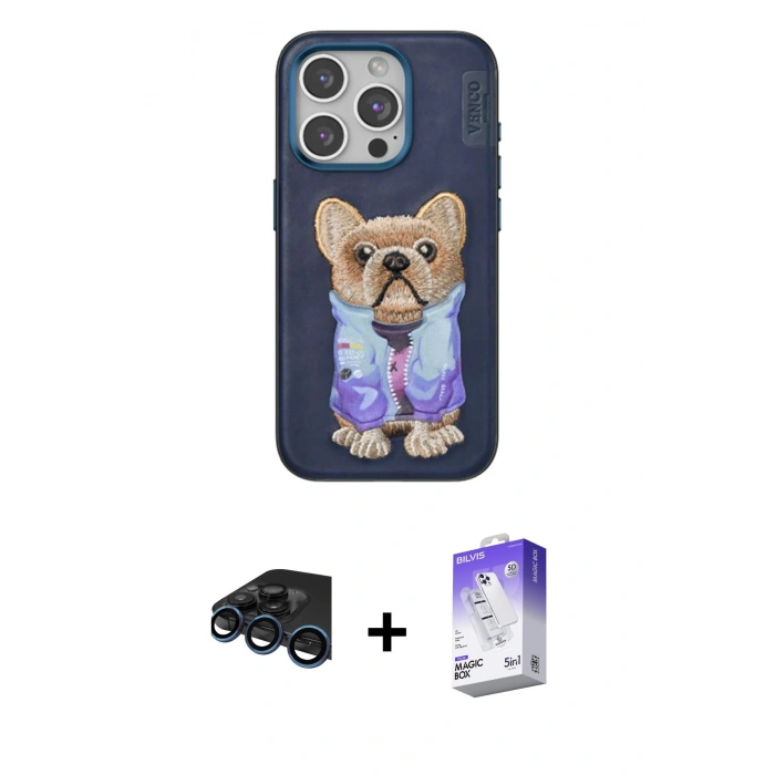 MARSİLYAN™- iPhone 15 Pro Max Kılıf İz Minimal Koleksiyonu - Siyah Bilvis 5in1 3D Magic Cam Ekran Koruyucu + Raze Metal Kamera Lens - LT