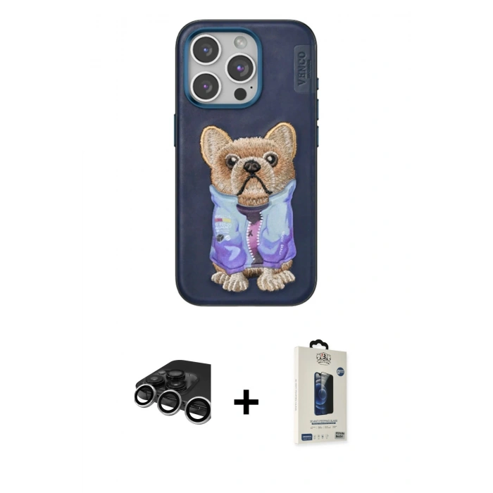 MARSİLYAN™- iPhone 15 Pro Max Kılıf İz Minimal Koleksiyonu - Siyah Bilvis Hayalet Cam Ekran Koruyucu + Raze Metal Kamera Lens - GS