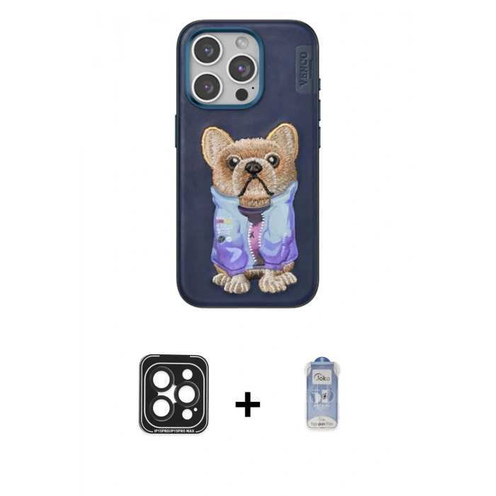 MARSİLYAN™- iPhone 15 Pro Max Kılıf İz Minimal Koleksiyonu - Siyah Joko Magic 5D Cam + PVD Metal Kamera Lens - SH