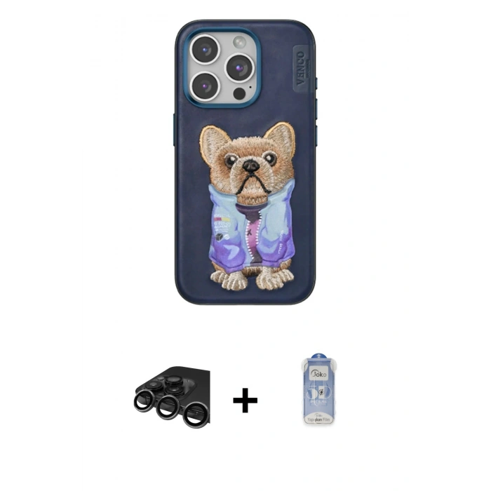 MARSİLYAN™- iPhone 15 Pro Max Kılıf İz Minimal Koleksiyonu - Siyah Joko Magic 5D Cam + Raze Metal Kamera Lens - TMGI