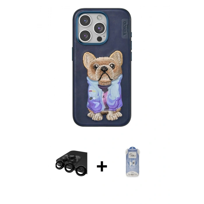 MARSİLYAN™- iPhone 15 Pro Max Kılıf İz Minimal Koleksiyonu - Siyah Joko Magic 5D Cam + Siyah Raze Metal Kamera Lens