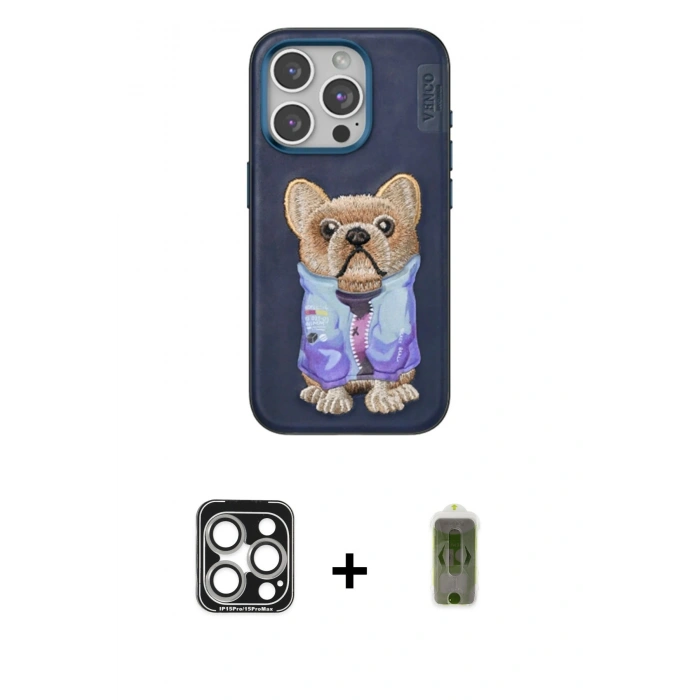 MARSİLYAN™- iPhone 15 Pro Max Kılıf İz Minimal Koleksiyonu - Siyah Joko Magic 5D Hayalet Cam + PVD Metal Kamera Lens - GS