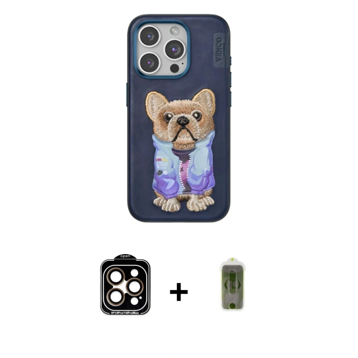 MARSİLYAN™- iPhone 15 Pro Max Kılıf İz Minimal Koleksiyonu - Siyah Joko Magic 5D Hayalet Cam + PVD Metal Kamera Lens - TU