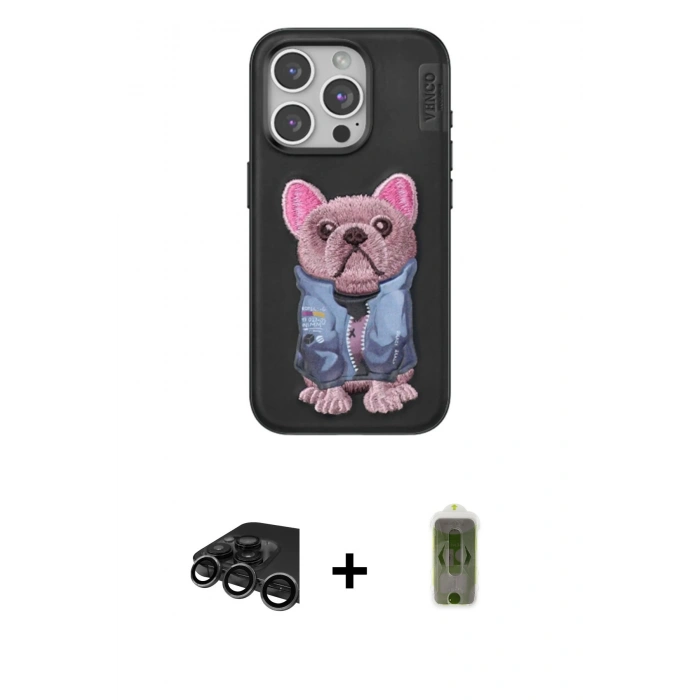 MARSİLYAN™- iPhone 15 Pro Max Kılıf İz Minimal Koleksiyonu - Siyah Joko Magic 5D Hayalet Cam + Raze Metal Kamera Lens - TMGI