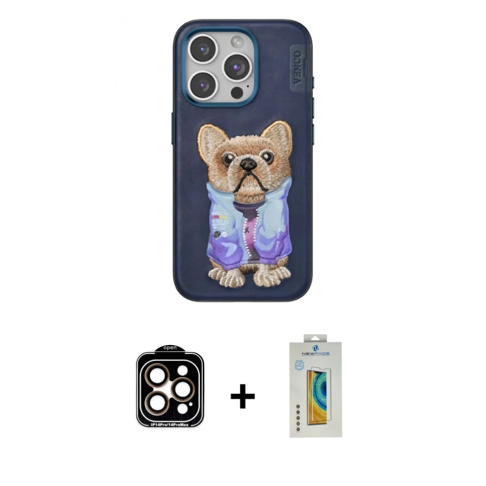 MARSİLYAN™- iPhone 15 Pro Max Kılıf İz Minimal Koleksiyonu - Siyah Polymer Nano Ekran Koruyucu + PVD Metal Kamera Lens - TU