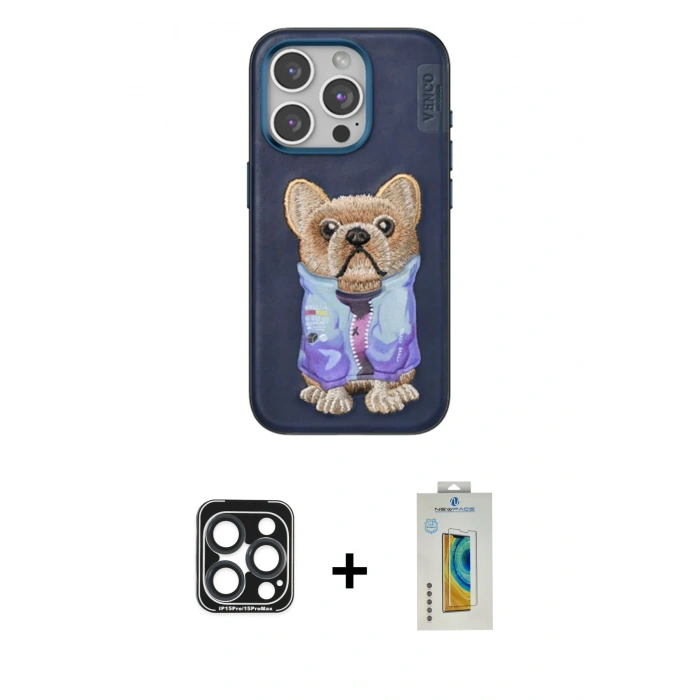 MARSİLYAN™- iPhone 15 Pro Max Kılıf İz Minimal Koleksiyonu - Siyah Polymer Nano Ekran Koruyucu + PVD Metal Kamera Lens - LT