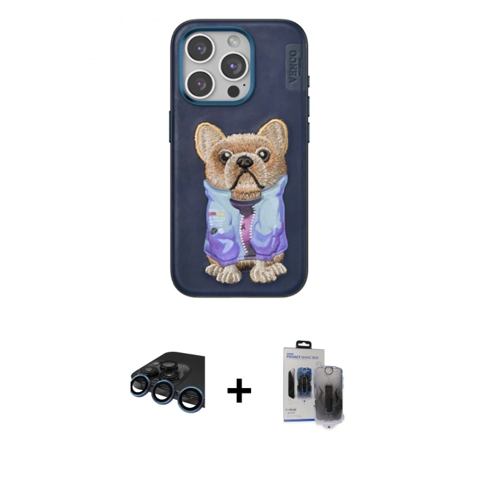 MARSİLYAN™- iPhone 15 Pro Max Kılıf İz Minimal Koleksiyonu - Siyah Vanessa Magic Hayalet Cam + Raze Metal Kamera Lens - LT