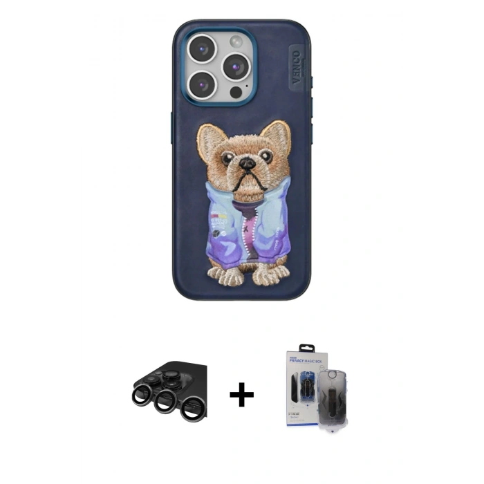 MARSİLYAN™- iPhone 15 Pro Max Kılıf İz Minimal Koleksiyonu - Siyah Vanessa Magic Hayalet Cam + Raze Metal Kamera Lens - TMGI