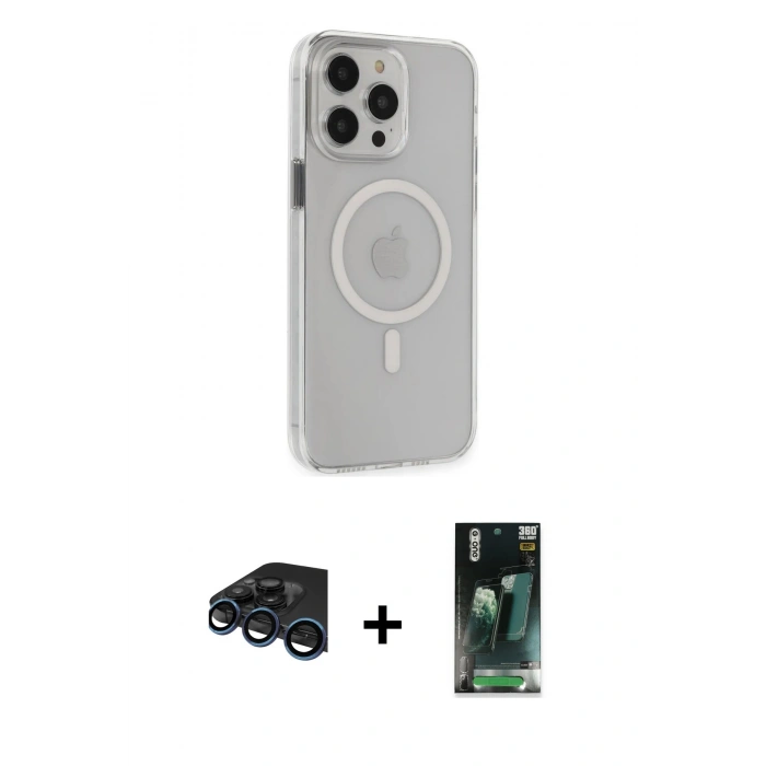 MARSİLYAN™- iPhone 15 Pro Max Kılıf Kıvılcım Asil Özel Seri - Siyah 360 Mat Full Body Arka Koruyucu + Raze Metal Kamera Lens - LT