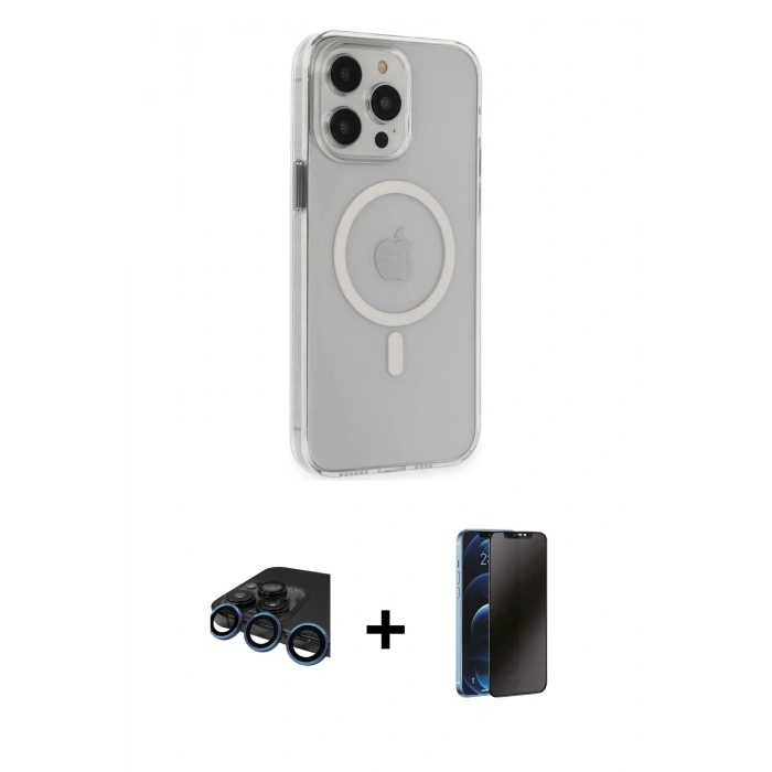 MARSİLYAN™- iPhone 15 Pro Max Kılıf Kıvılcım Asil Özel Seri - Siyah 3D Antistatik Hayalet Cam Ekran Koruyucu + Raze Metal Kamera Lens - LT