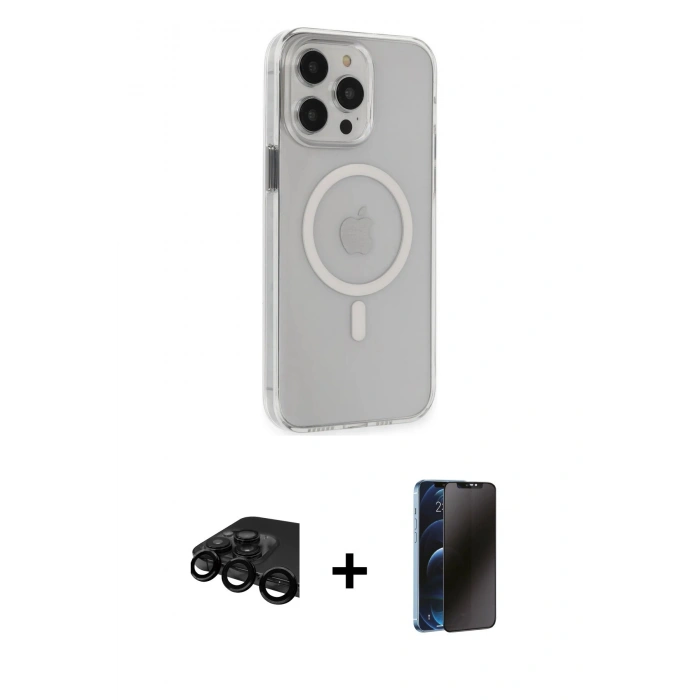 MARSİLYAN™- iPhone 15 Pro Max Kılıf Kıvılcım Asil Özel Seri - Siyah 3D Antistatik Hayalet Cam Ekran Koruyucu + Raze Metal Kamera Lens - SH