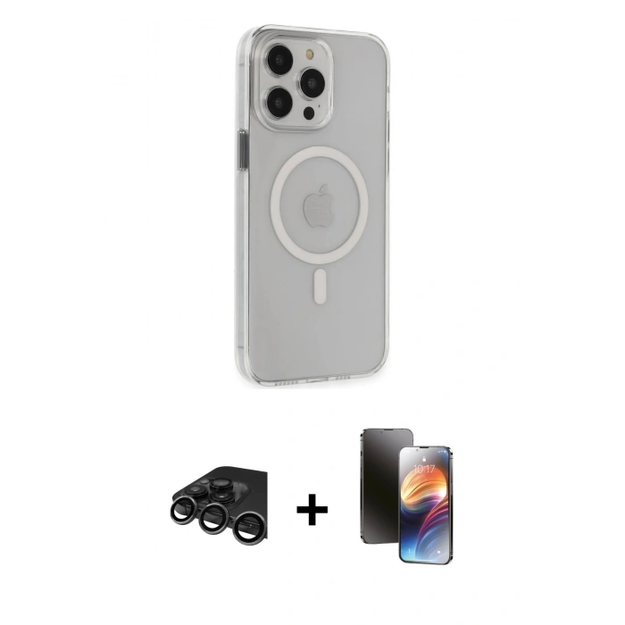 MARSİLYAN™- iPhone 15 Pro Max Kılıf Kıvılcım Asil Özel Seri - Siyah 3D Antistatik Mat Seramik Nano Ekran Koruyucu + Raze Metal Kamera Lens - TMGI