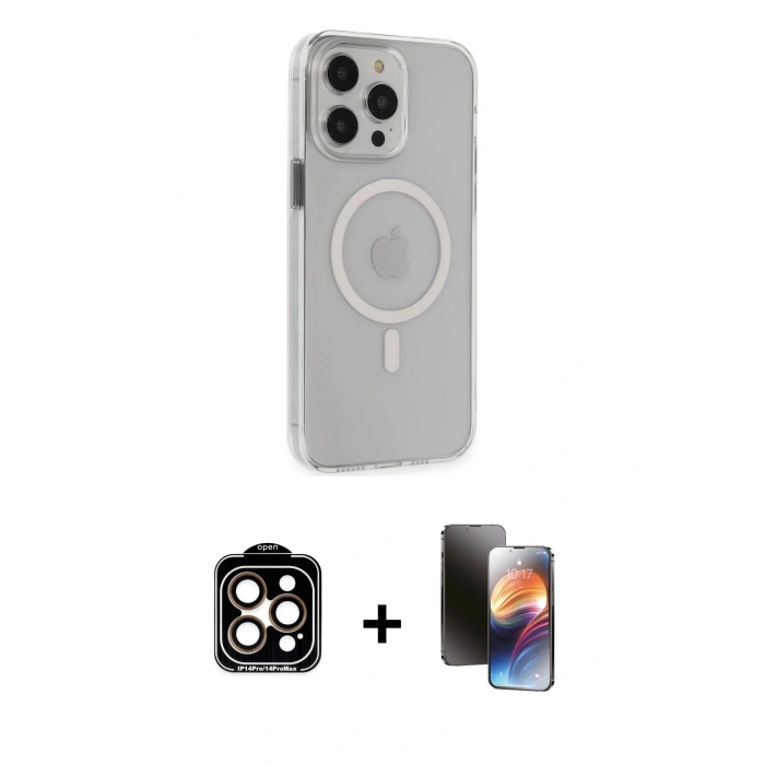 MARSİLYAN™- iPhone 15 Pro Max Kılıf Kıvılcım Asil Özel Seri - Siyah 3D Antistatik Mat Seramik Nano Ekran Koruyucu + PVD Metal Kamera Lens - TU
