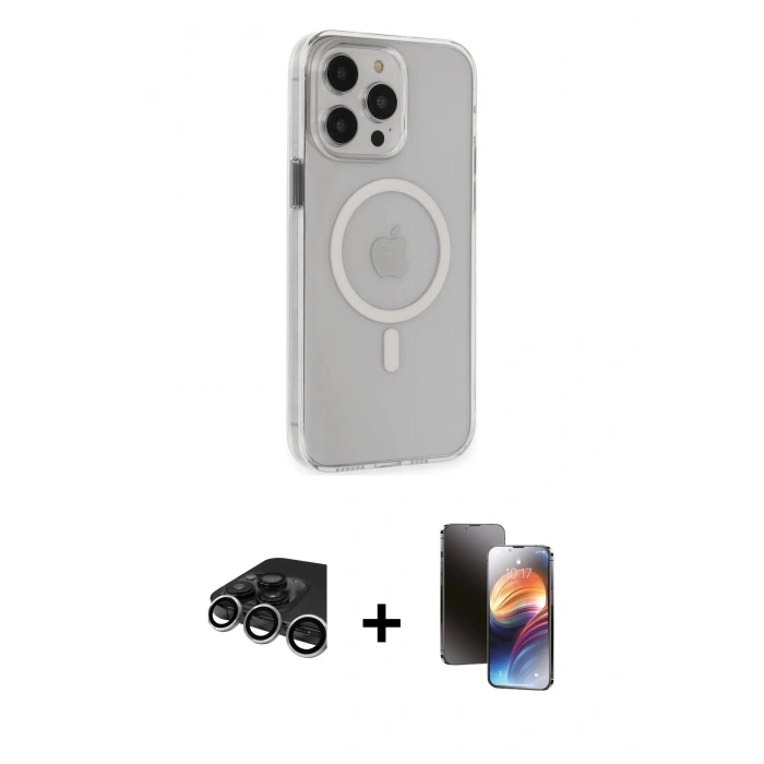 MARSİLYAN™- iPhone 15 Pro Max Kılıf Kıvılcım Asil Özel Seri - Siyah 3D Antistatik Mat Seramik Nano Ekran Koruyucu + Raze Metal Kamera Lens - GS