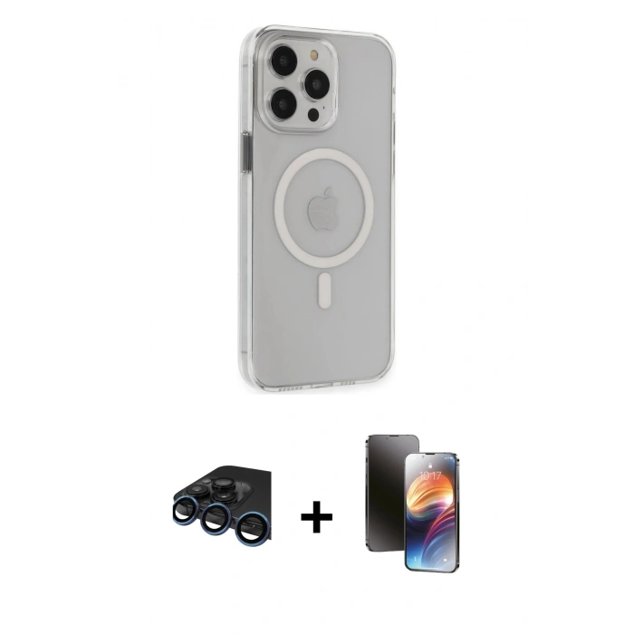 MARSİLYAN™- iPhone 15 Pro Max Kılıf Kıvılcım Asil Özel Seri - Siyah 3D Antistatik Mat Seramik Nano Ekran Koruyucu + Raze Metal Kamera Lens - LT