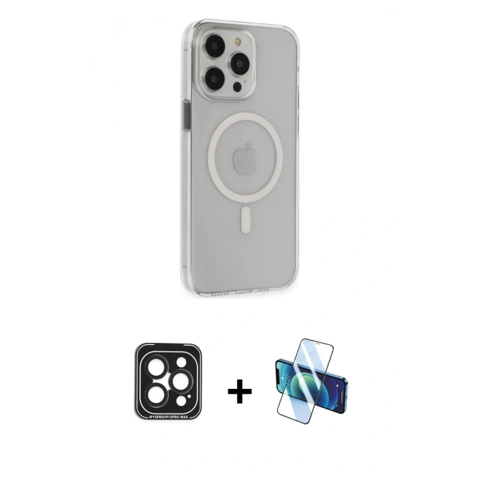 MARSİLYAN™- iPhone 15 Pro Max Kılıf Kıvılcım Asil Özel Seri - Siyah 3D Antistatik Seramik Nano Ekran Koruyucu + Siyah PVD Metal Kamera Lens