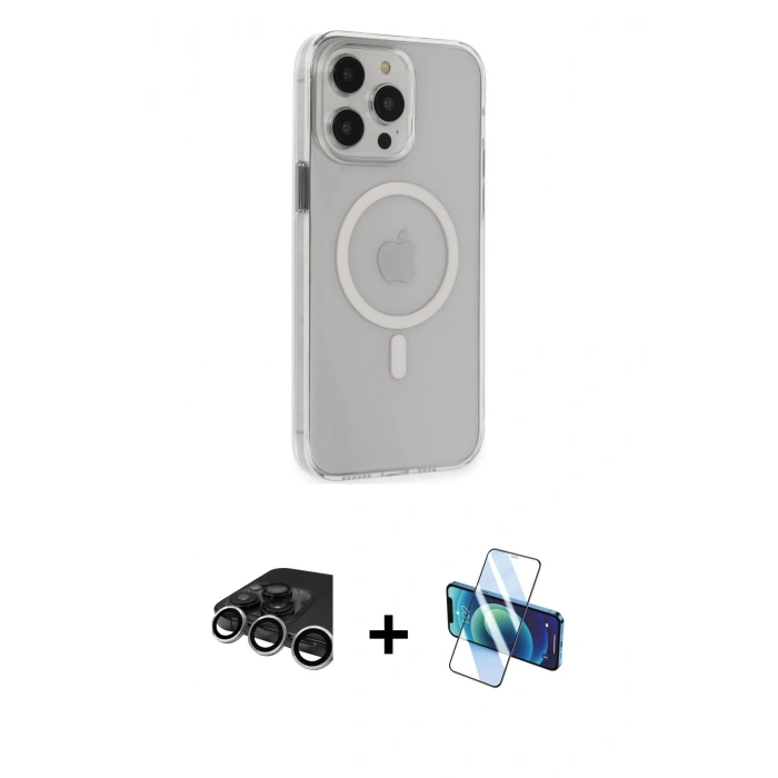 MARSİLYAN™- iPhone 15 Pro Max Kılıf Kıvılcım Asil Özel Seri - Siyah 3D Antistatik Seramik Nano Ekran Koruyucu + Raze Metal Kamera Lens - GS