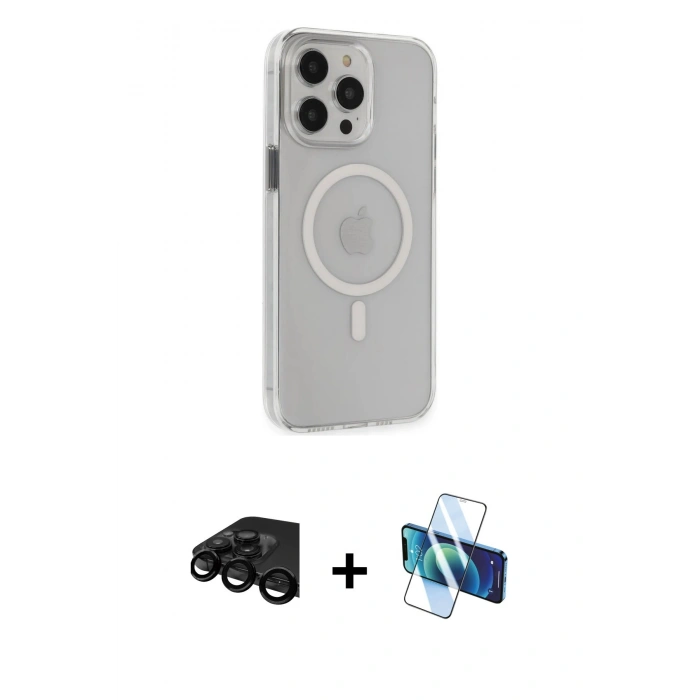 MARSİLYAN™- iPhone 15 Pro Max Kılıf Kıvılcım Asil Özel Seri - Siyah 3D Antistatik Seramik Nano Ekran Koruyucu + Raze Metal Kamera Lens - SH