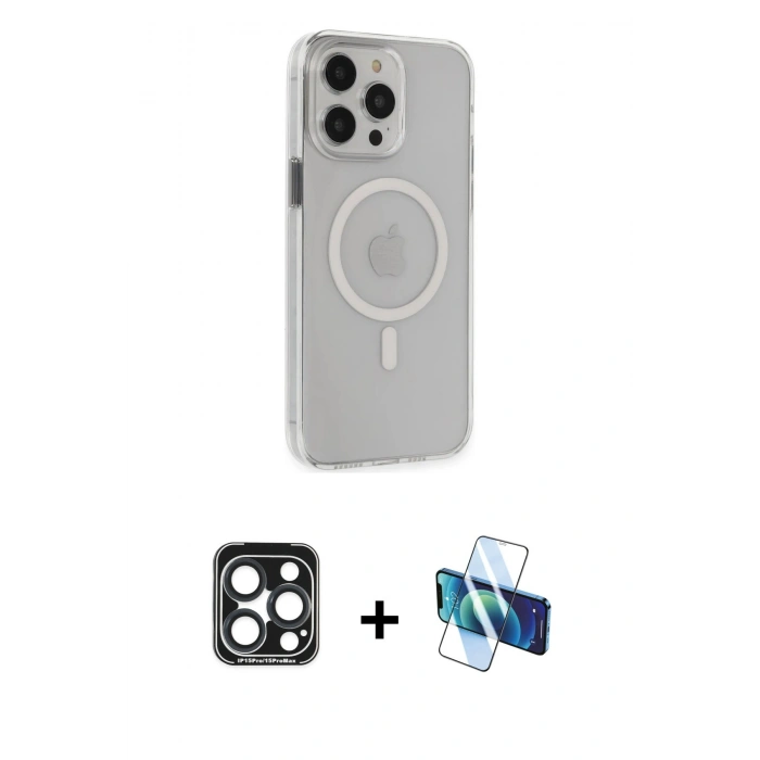 MARSİLYAN™- iPhone 15 Pro Max Kılıf Kıvılcım Asil Özel Seri - Siyah 3D Antistatik Seramik Nano Ekran Koruyucu + PVD Metal Kamera Lens - LT