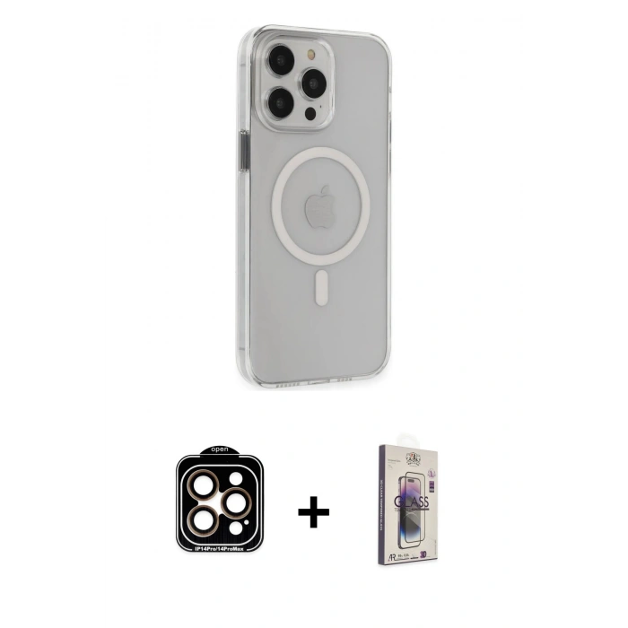 MARSİLYAN™- iPhone 15 Pro Max Kılıf Kıvılcım Asil Özel Seri - Siyah Bilvis 3D Cam Ekran Koruyucu + PVD Metal Kamera Lens - TU