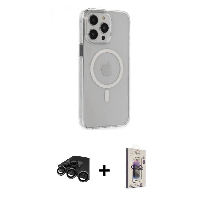 MARSİLYAN™- iPhone 15 Pro Max Kılıf Kıvılcım Asil Özel Seri - Siyah Bilvis 3D Cam Ekran Koruyucu + Raze Metal Kamera Lens - TMGI