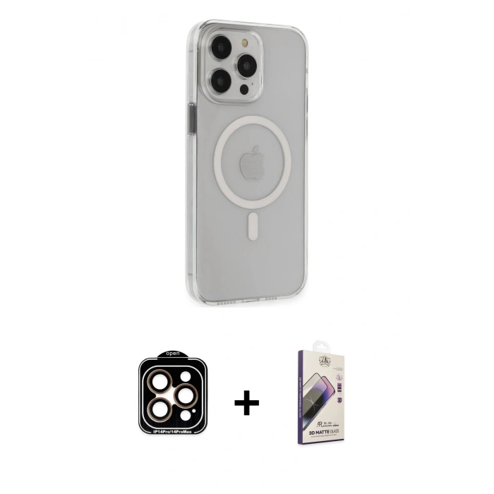 MARSİLYAN™- iPhone 15 Pro Max Kılıf Kıvılcım Asil Özel Seri - Siyah Bilvis 3D Mat Cam Ekran Koruyucu + PVD Metal Kamera Lens - TU