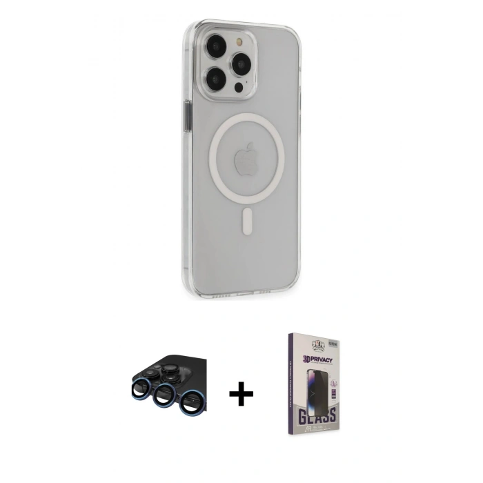 MARSİLYAN™- iPhone 15 Pro Max Kılıf Kıvılcım Asil Özel Seri - Siyah Bilvis Hayalet Cam Ekran Koruyucu + Raze Metal Kamera Lens - LT