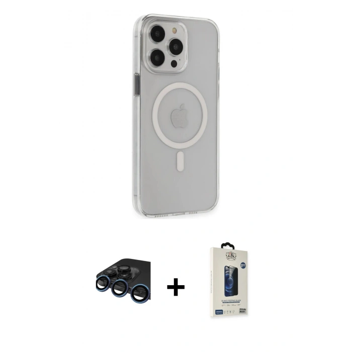 MARSİLYAN™- iPhone 15 Pro Max Kılıf Kıvılcım Asil Özel Seri - Siyah Bilvis Hayalet Cam Ekran Koruyucu + Raze Metal Kamera Lens - LT