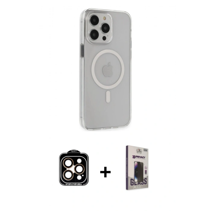 MARSİLYAN™- iPhone 15 Pro Max Kılıf Kıvılcım Asil Özel Seri - Siyah Bilvis Hayalet Cam Ekran Koruyucu + PVD Metal Kamera Lens - TU