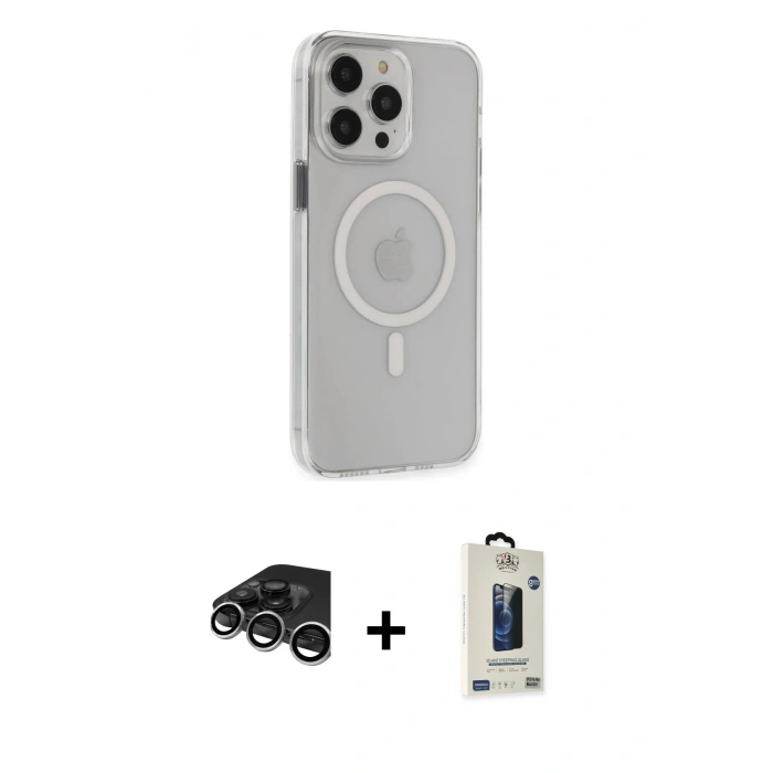 MARSİLYAN™- iPhone 15 Pro Max Kılıf Kıvılcım Asil Özel Seri - Siyah Bilvis Hayalet Cam Ekran Koruyucu + Raze Metal Kamera Lens - GS