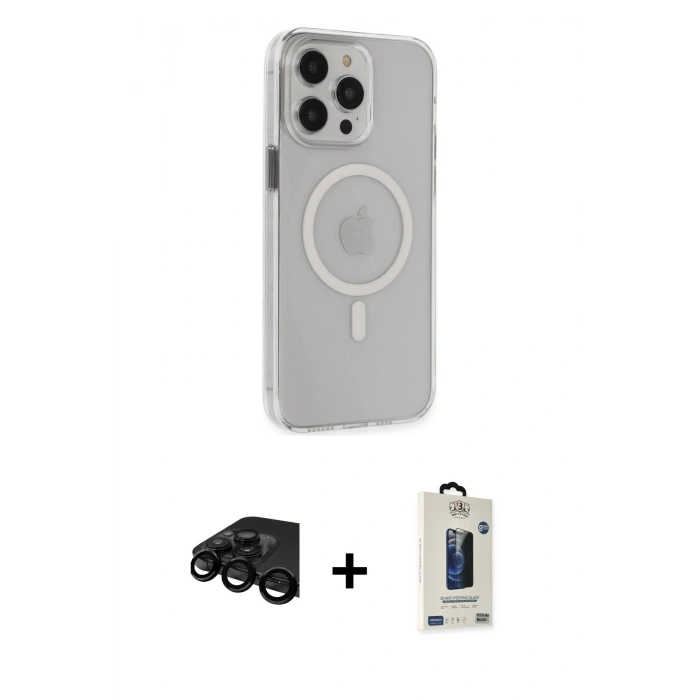 MARSİLYAN™- iPhone 15 Pro Max Kılıf Kıvılcım Asil Özel Seri - Siyah Bilvis Hayalet Cam Ekran Koruyucu + Siyah Raze Metal Kamera Lens