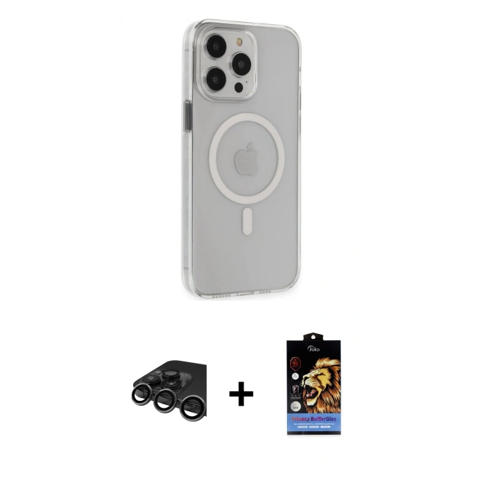 MARSİLYAN™- iPhone 15 Pro Max Kılıf Kıvılcım Asil Özel Seri - Siyah Buffer Hayalet Cam Ekran Koruyucu + Raze Metal Kamera Lens - TMGI