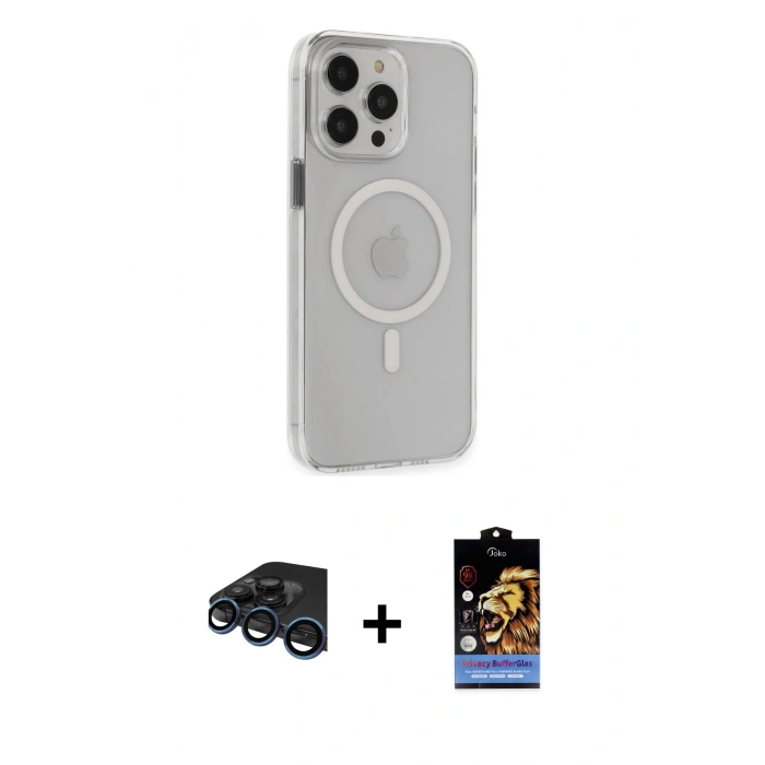 MARSİLYAN™- iPhone 15 Pro Max Kılıf Kıvılcım Asil Özel Seri - Siyah Buffer Hayalet Cam Ekran Koruyucu + Raze Metal Kamera Lens - LT