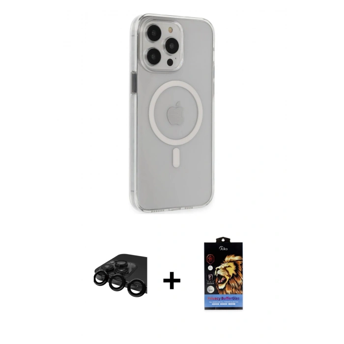 MARSİLYAN™- iPhone 15 Pro Max Kılıf Kıvılcım Asil Özel Seri - Siyah Buffer Hayalet Cam Ekran Koruyucu + Raze Metal Kamera Lens - SH
