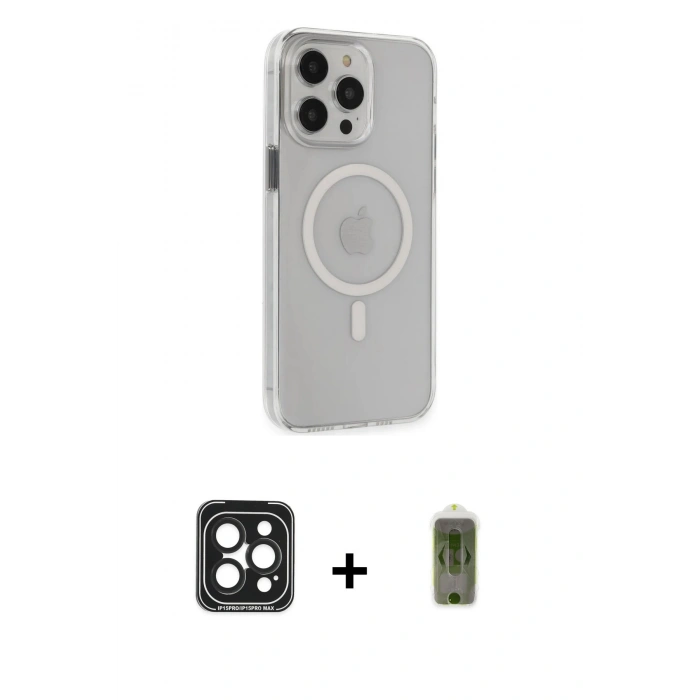 MARSİLYAN™- iPhone 15 Pro Max Kılıf Kıvılcım Asil Özel Seri - Siyah Joko Magic 5D Hayalet Cam + PVD Metal Kamera Lens - SH