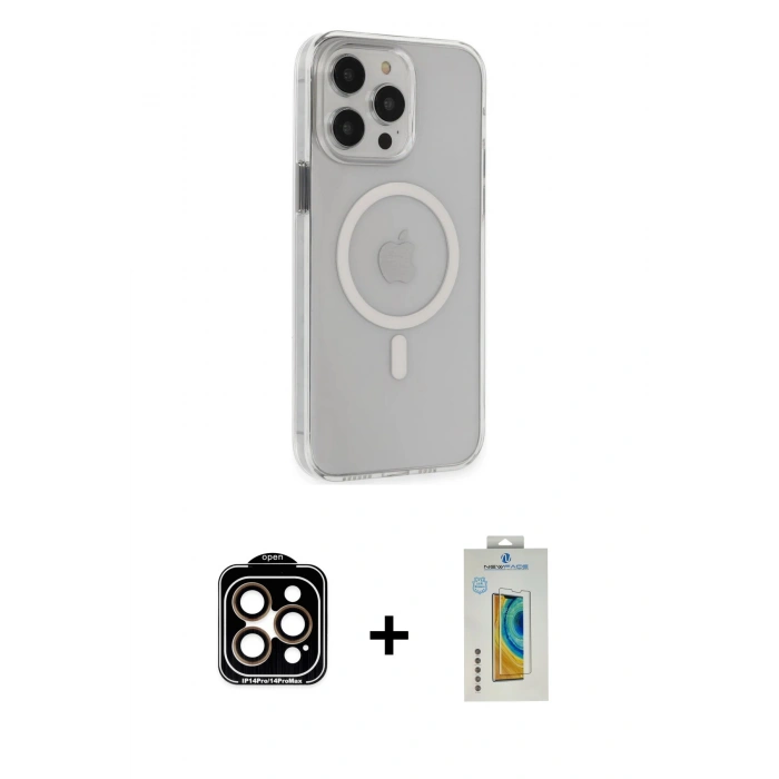 MARSİLYAN™- iPhone 15 Pro Max Kılıf Kıvılcım Asil Özel Seri - Siyah Polymer Nano Ekran Koruyucu + PVD Metal Kamera Lens - TU