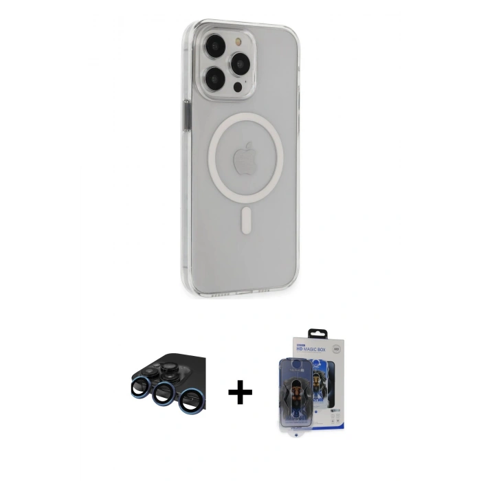 MARSİLYAN™- iPhone 15 Pro Max Kılıf Kıvılcım Asil Özel Seri - Siyah Vanessa Magic Cam + Lacivert Raze Metal Kamera Lens