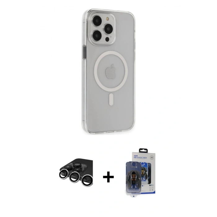 MARSİLYAN™- iPhone 15 Pro Max Kılıf Kıvılcım Asil Özel Seri - Siyah Vanessa Magic Cam + Raze Metal Kamera Lens - GS